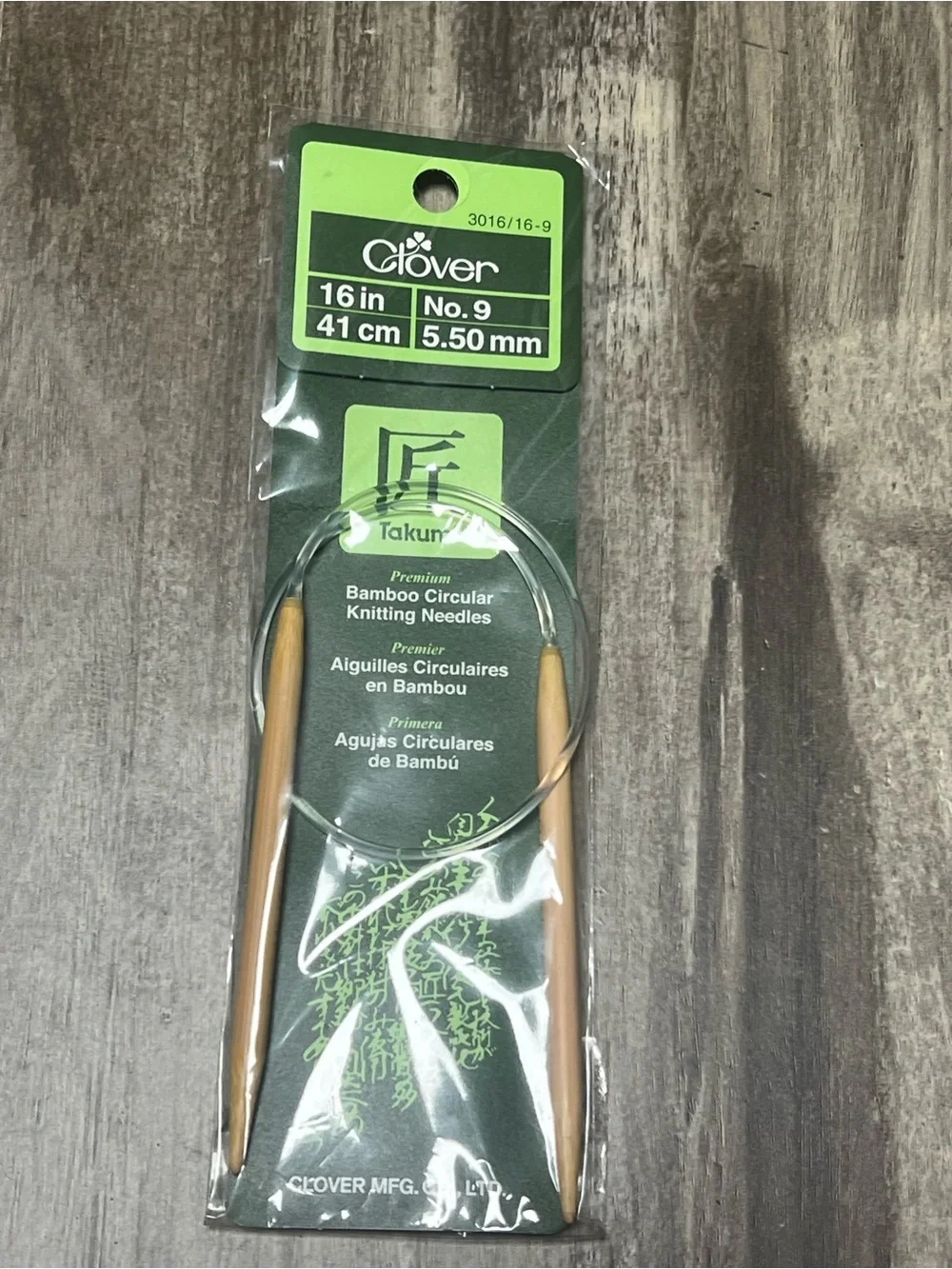 Clover Takumi Premium Bamboo Circular Knitting Needles 16 Inch Size 9 5.50mm